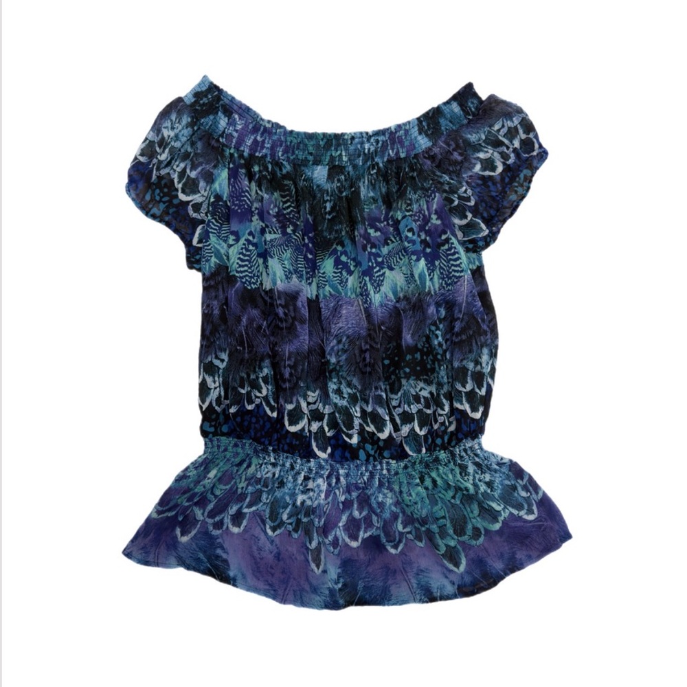 Cache on/off shoulder peplum top